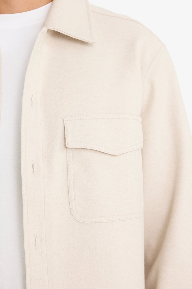 DeFacto Beige Man Regular Fit Buttoned Shirt Jacket Casual - Image 5